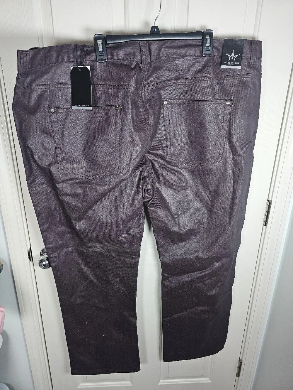Maxi Milian NWT Burgundy Slick Style Jeans Pants Size 50x32